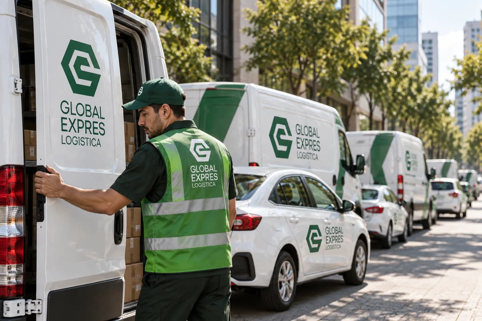 Furgones y autos GEX en operación urbana